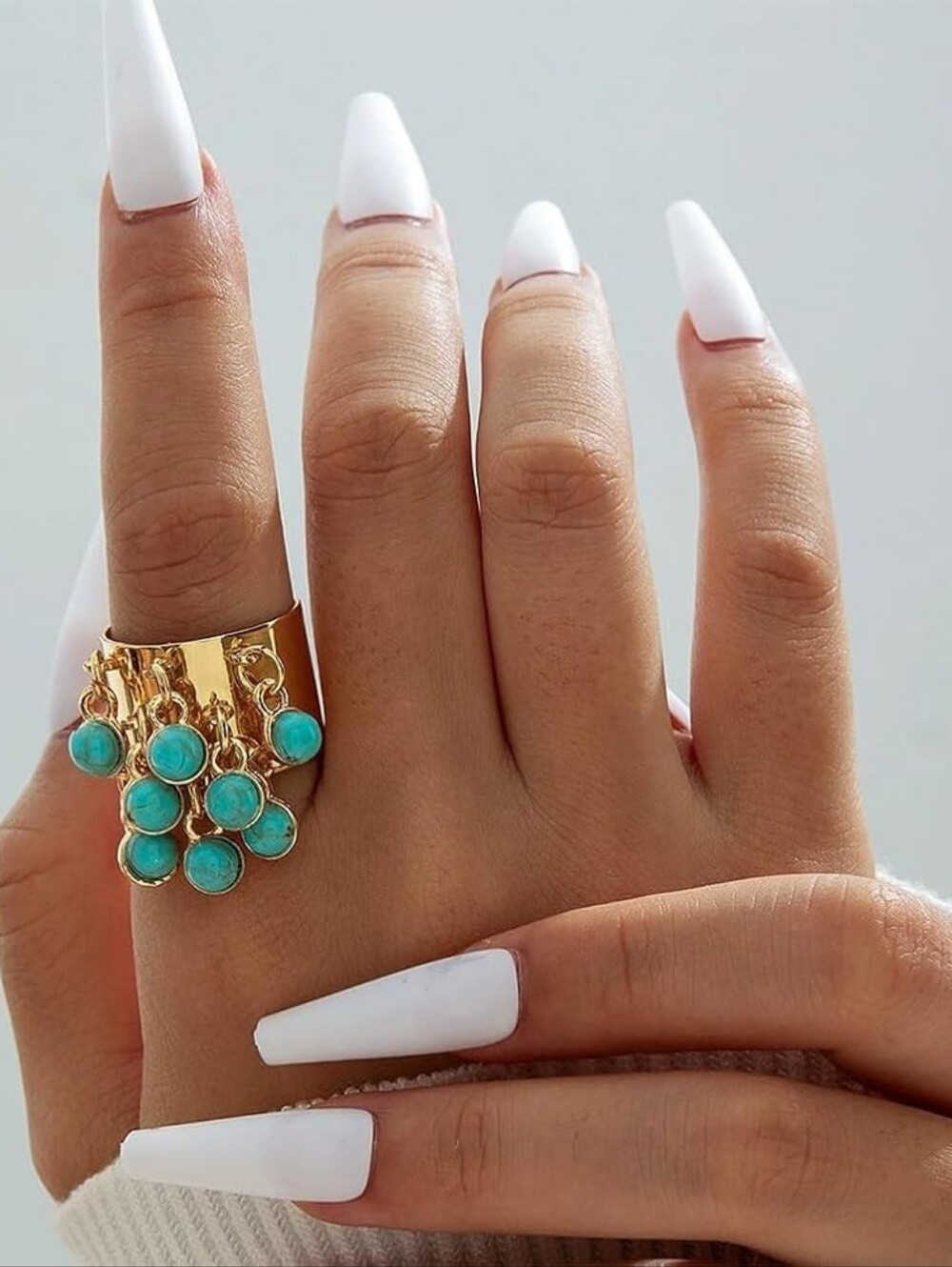 Turquoise Cluster Beads Ring